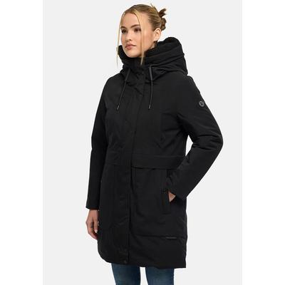 Parka MARIKOO "Pakaami", Damen, Gr. S, schwarz, Obermaterial: 100% Polyester, Jacken Parka, Winterparka mit Kapuze, Teddyfutter, aufgesetzten Taschen