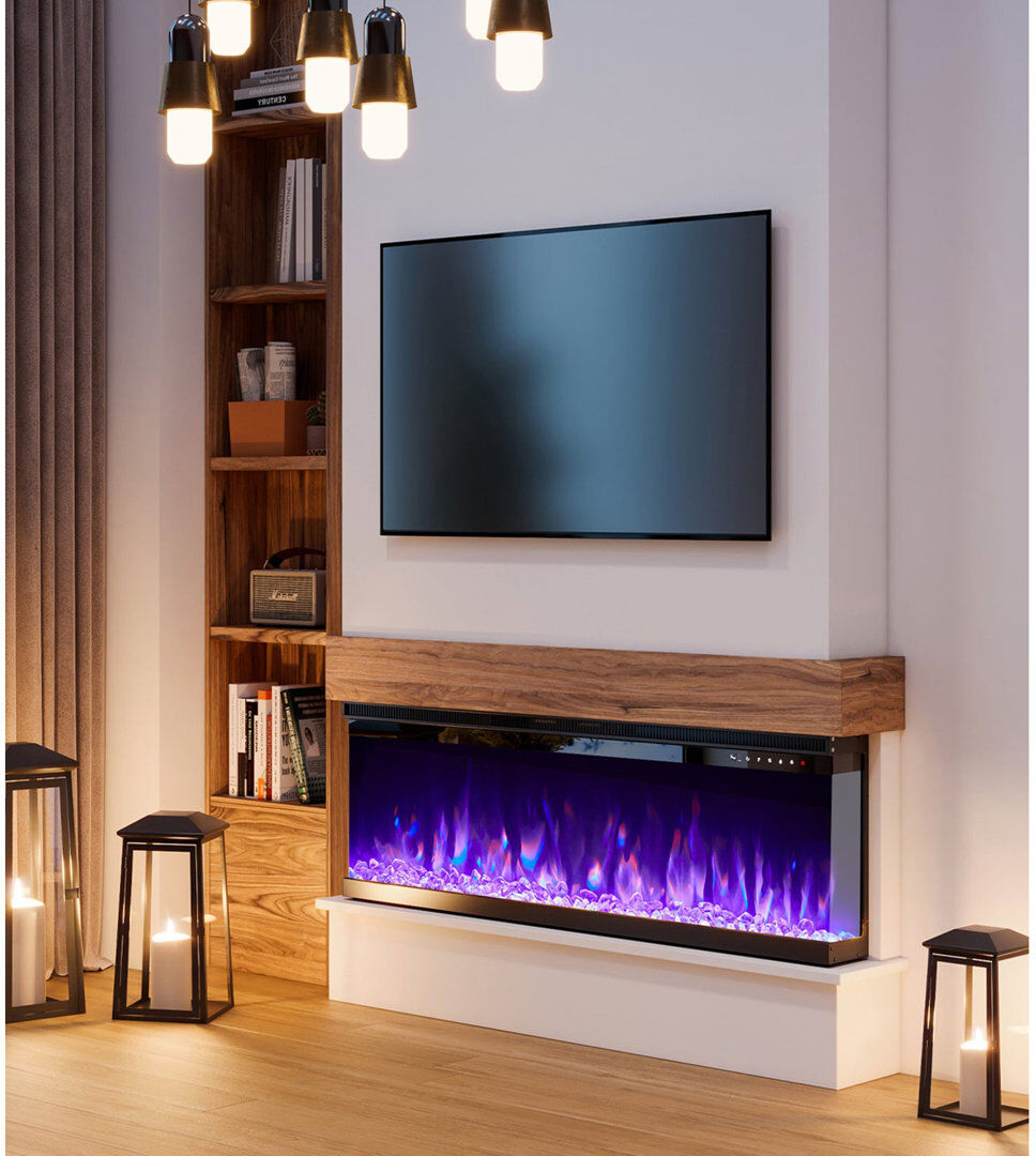 Belfry Heating France Belfry 3-Sided Electric Fireplace Heating 1800W Black 44cm H x 127cm W x 20cm D