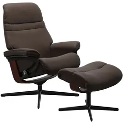 Stressless Sessel mit Hocker Sunrise Cross Leder Braun Batick Brown M (Medium)