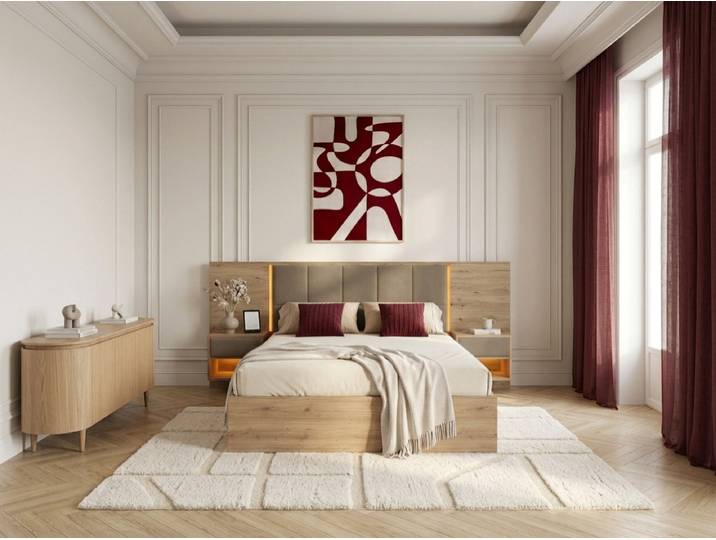 Lit coffre avec leds RYOKAN et chevets intégrés 160x200