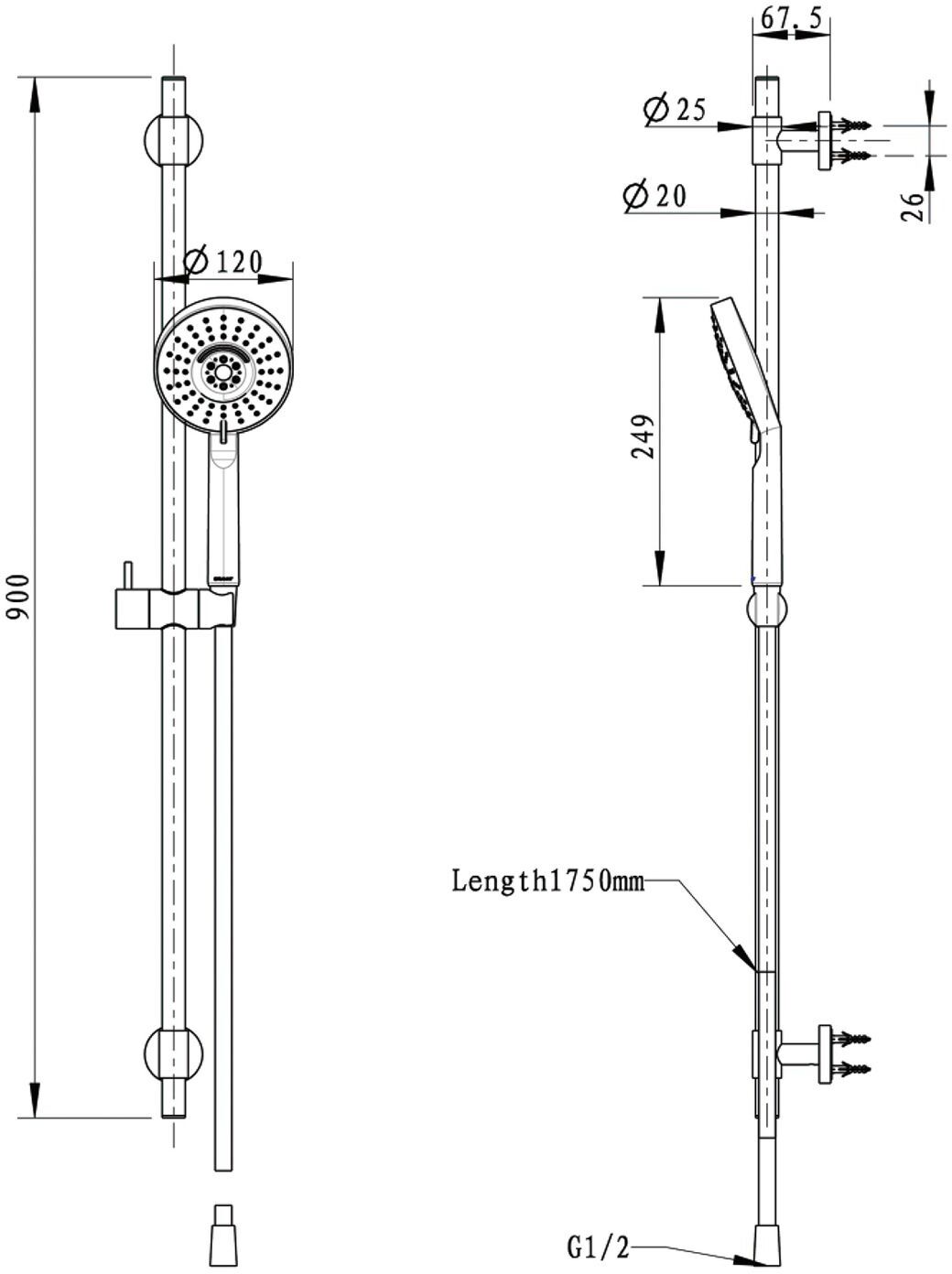 Bravat Brause-Stangenset 90 cm