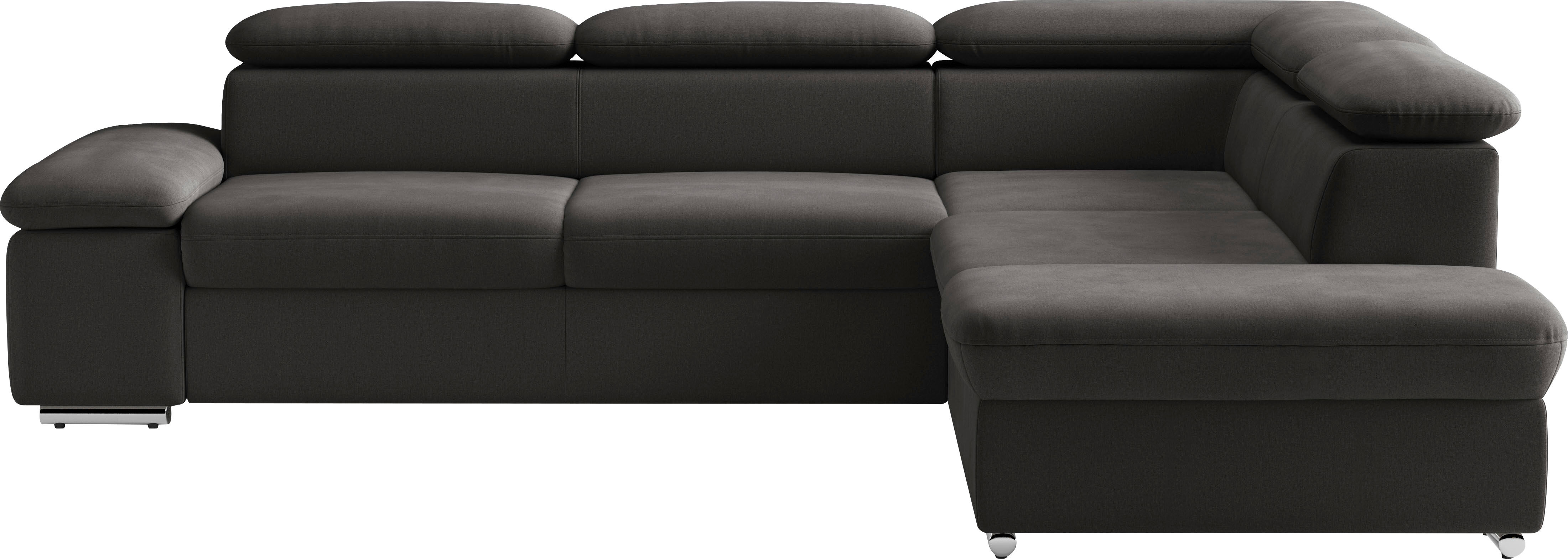 Ecksofa SIT & MORE "Valantine L-Form, B: 272 cm, Armteilverstellung, Kopfteilverstellung", schwarz, B:272cm H:73cm T:226cm, 100% Polyester;Luxus-Kunstleder/Struktur (88% Polyester, 12% Polyamid), Sofas, Ecksofa, optional Schlaffunktion, Komfortsofa, moder