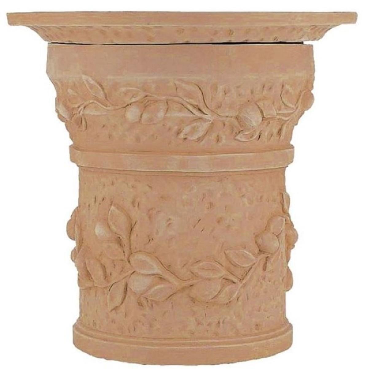 Casa Padrino Barock Säule Terracotta Ø 72 x H. 80 cm - Handgefertigte Keramik Deko Säule - Barock Garten Terrassen Deko