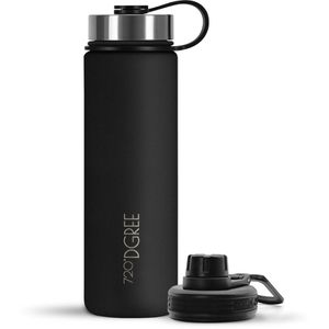 720DGREE Trinkflasche noLimit Onyx Black, isoliert, aus Edelstahl, schwarz, mit Schraub- & Sportverschluss, 710 ml
