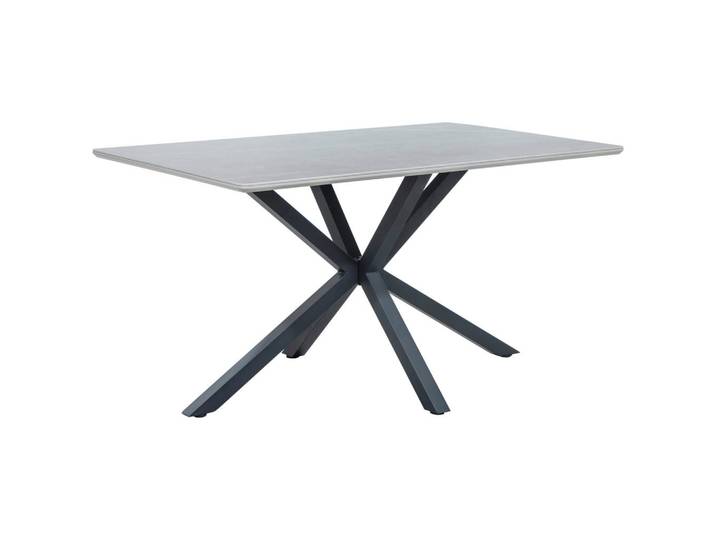 Boxxx Esstisch, Schwarz, Hellgrau, Metall, Keramik, rechteckig, Sternfuß, 90x76x140 cm, Bsci, in verschiedenen Größen erhältlich, Esszimmer, Tische, Esstische, Esstische Keramik