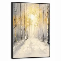 LEINWAND Bilder mit Rahmen - Winter - Abstrakt - Schnee - Natur - Sonne - 70x100