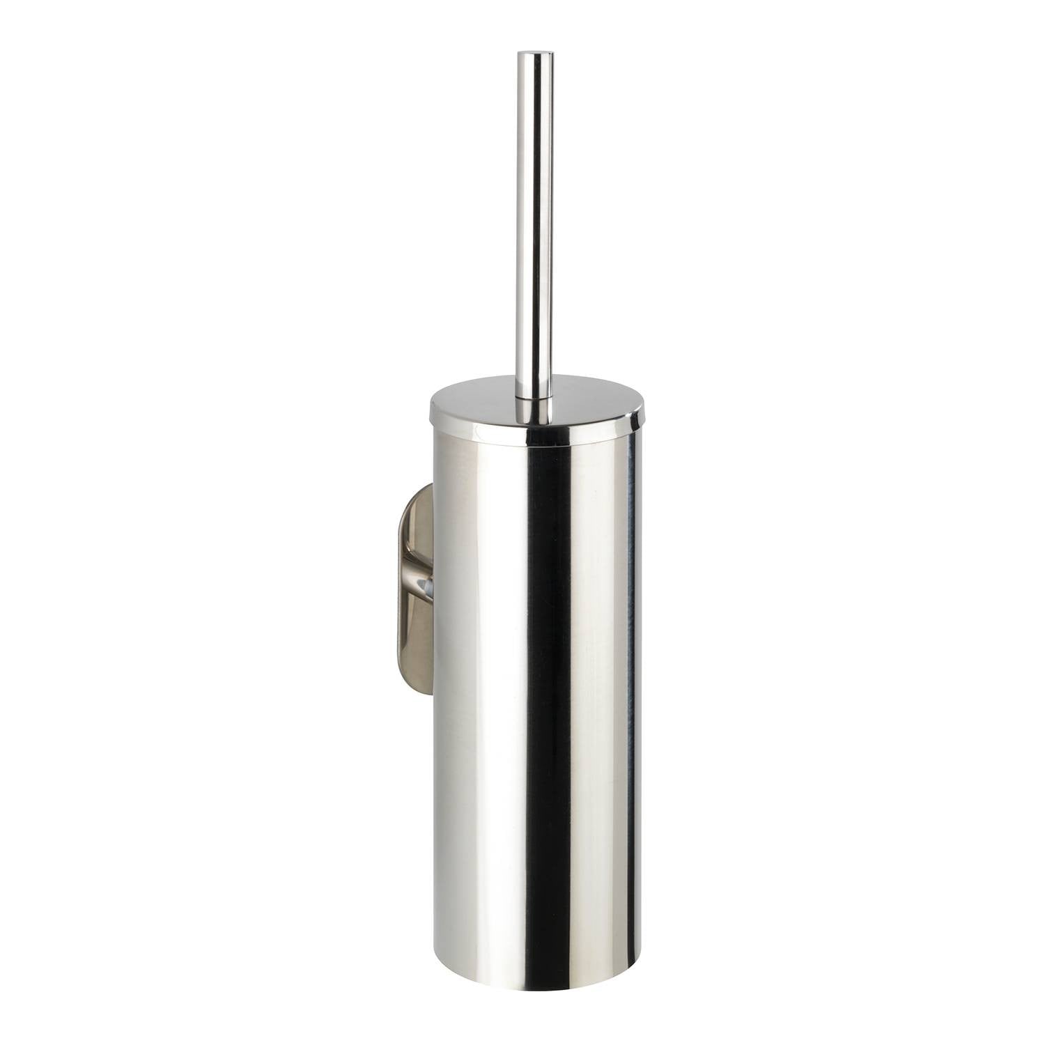 WENKO Turbo-Loc Orea Shine WC-garnituur met toiletborstel, roestvrij staal, zilver, B/D/H: 9 x 12,5 x 39 cm