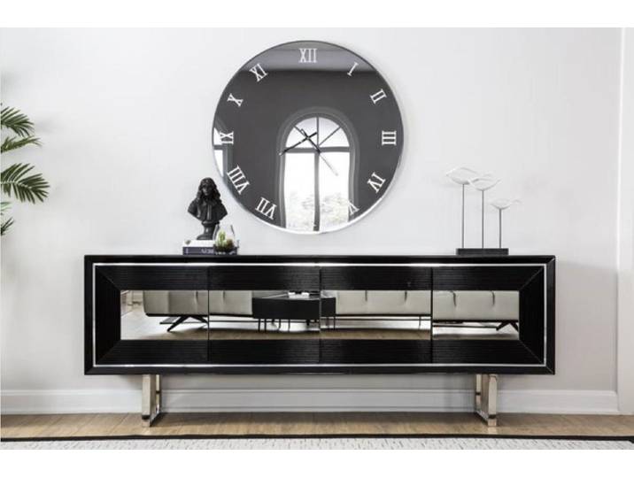 JVmoebel Sideboard Elegantes schwarzes Kommode im Luxusdesign aus Holz und Edelstahl (Sideboard), Made in Europa