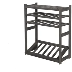 PROREGAL Getränkekisten- & Weinregal SPREEWALD HxBxT 86x70x33cm 12 Flaschen auf 2 Ebene + 1 Ebene für Kisten + Ablage Massives Kiefernholz Grau