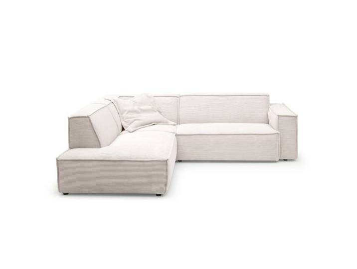 Trendstore Calina Ecksofa in Cord - Cord snow - links - inkl. Kissen Modern, Zeitlos
