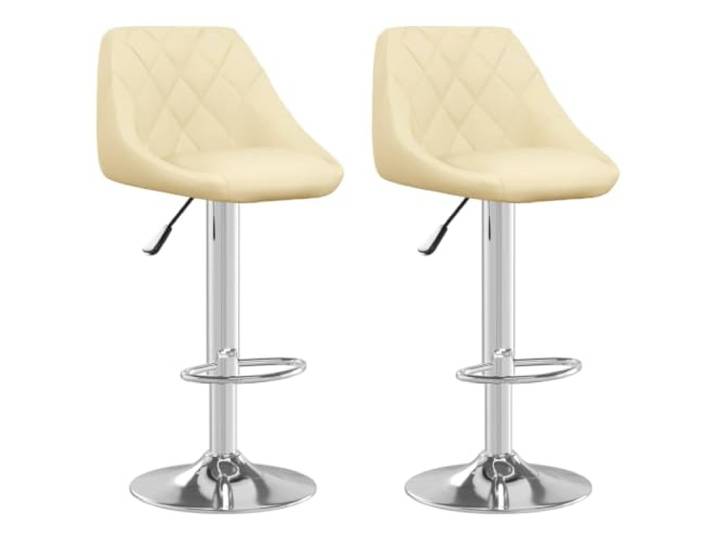 HBBMGYD Barhocker, 2 Stück, cremefarben, Kunstleder, verstellbar Eleganter und moderner Stil, höhenverstellbar über Gasdruckfeder, 360° drehbar, Gestell aus verchromtem Stahl