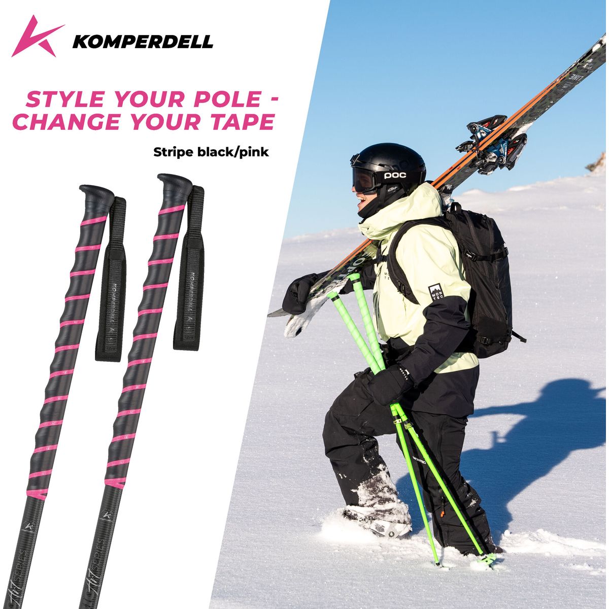 Komperdell Tape Stripe 35mm black/silver (203) 35mm 8277-203-35mm