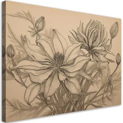 WANDBILD blumen pflanzen beige