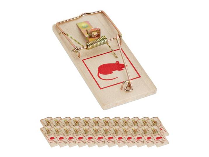 Relaxdays Piège à souris en bois, 25 pièces