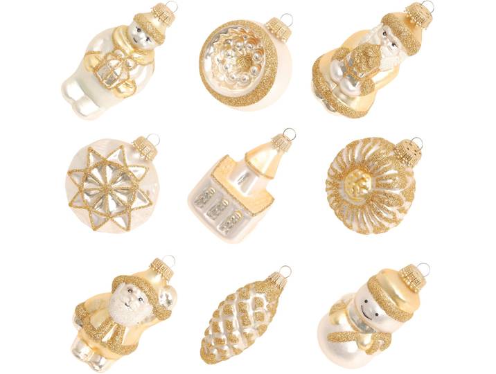 Christbaumschmuck KREBS GLAS LAUSCHA KGL03401, Weihnachtsdeko, Christbaumschmuck , gold (goldfarben), B:4cm H:3cm T:7cm, Glas, Weihnachtsbaumschmuck, Christbaumschmuck, Weihnachtsfiguren aus Glas