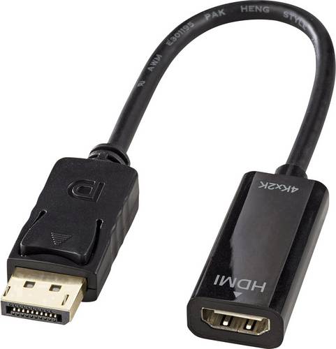 LINDY 41718 Adapterkabel [1x DisplayPort Stecker - 1x HDMI-Buchse] Schwarz 20.00 cm