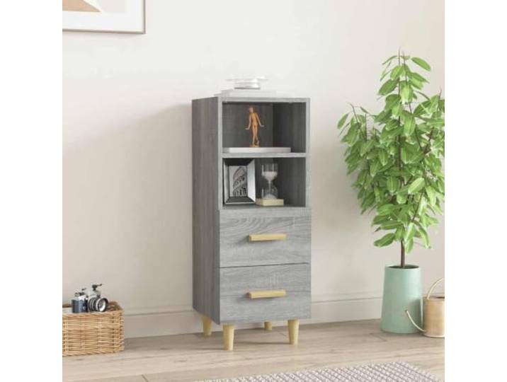 HEFZGDB Sideboard Weiß Holzwerkstoff modern mit 2 Schubladen und 2 Ablagen – Modernes Design Beistellschrank aus Holzwerkstoff mit praktischem Stauraum und Ablagen