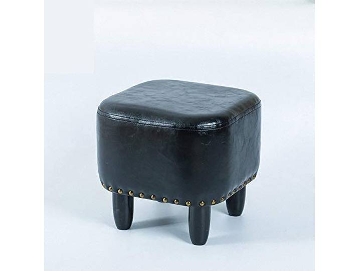 IXMLDAXD Der Stuhl, Premium Square Upholstered Footstool - Solid Wood Frame Comfortable Leather Art Sofa Stool for Living Room & Home Use(Black)