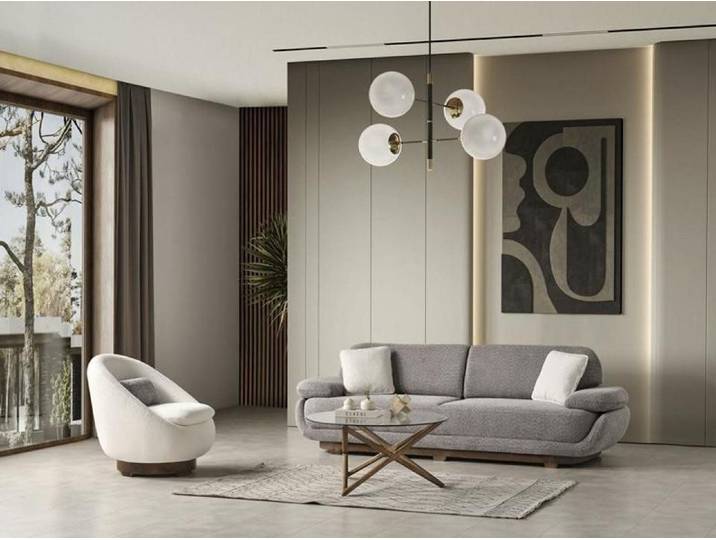 JVmoebel Polstergarnitur Moderne Sofagarnitur mit Textilbezug für stilvolles Wohnen, (Sofa 3 Sitzer / Sessel), Made in Europa