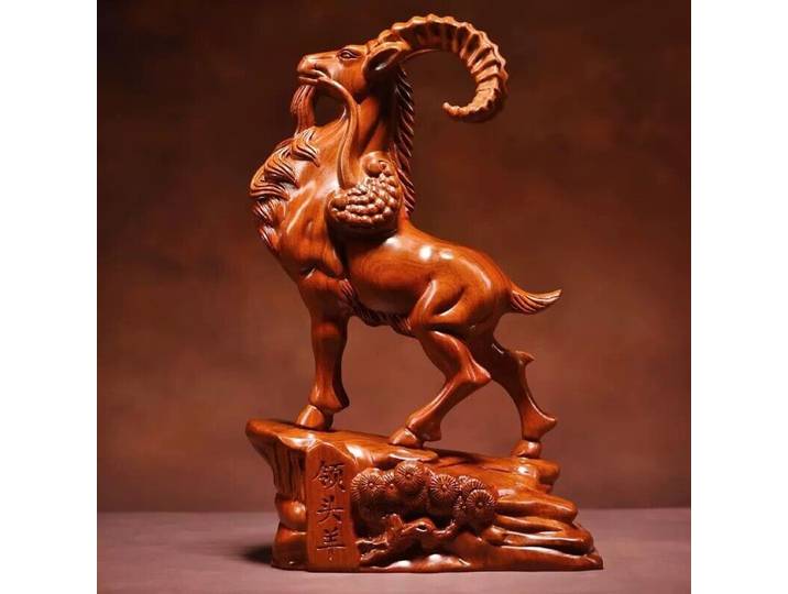 RosFrederick-Statue de chef de chèvre sculptée, 6 po, décor de bureau à domicile, animal