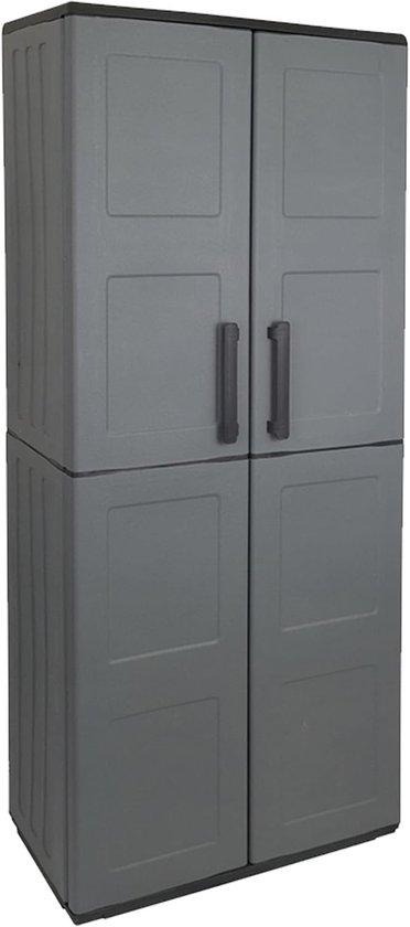 Famanu Aufbewahrungsschrank Polypropylen - Verstellbare Regale - 68x37x163 cm - Grau