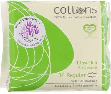 COTTONS compresa ultrafina con alas absorción regular 14uds