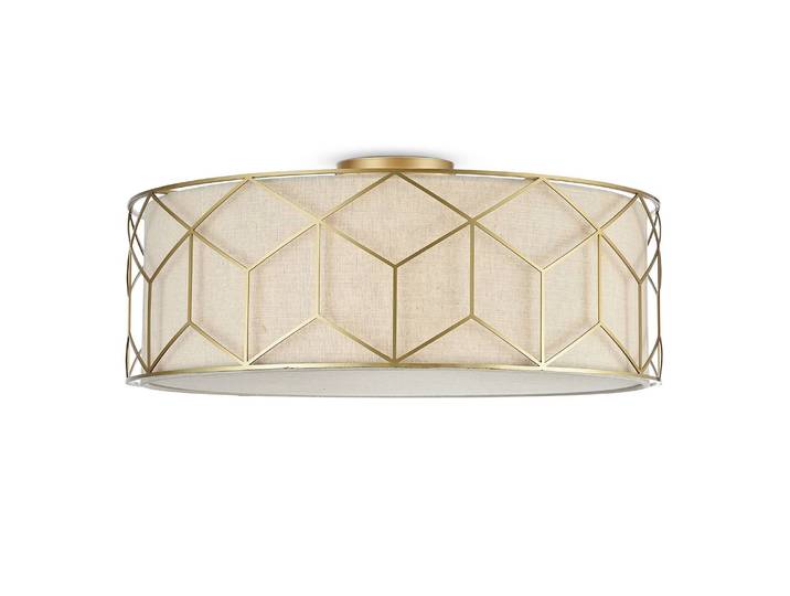 Deckenleuchte Messina Ø 57cm Gold/Weiß Leinen E27
