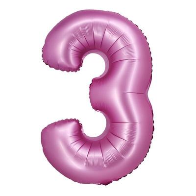 XL Folienballon pink matt Zahl 3