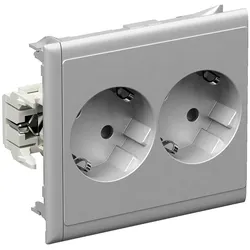 Schneider Electric 5940013 Schukosteckdose CYB-PS 37grad Slave 2-fach 16A/250V anreihbar Master/Slave Alumi