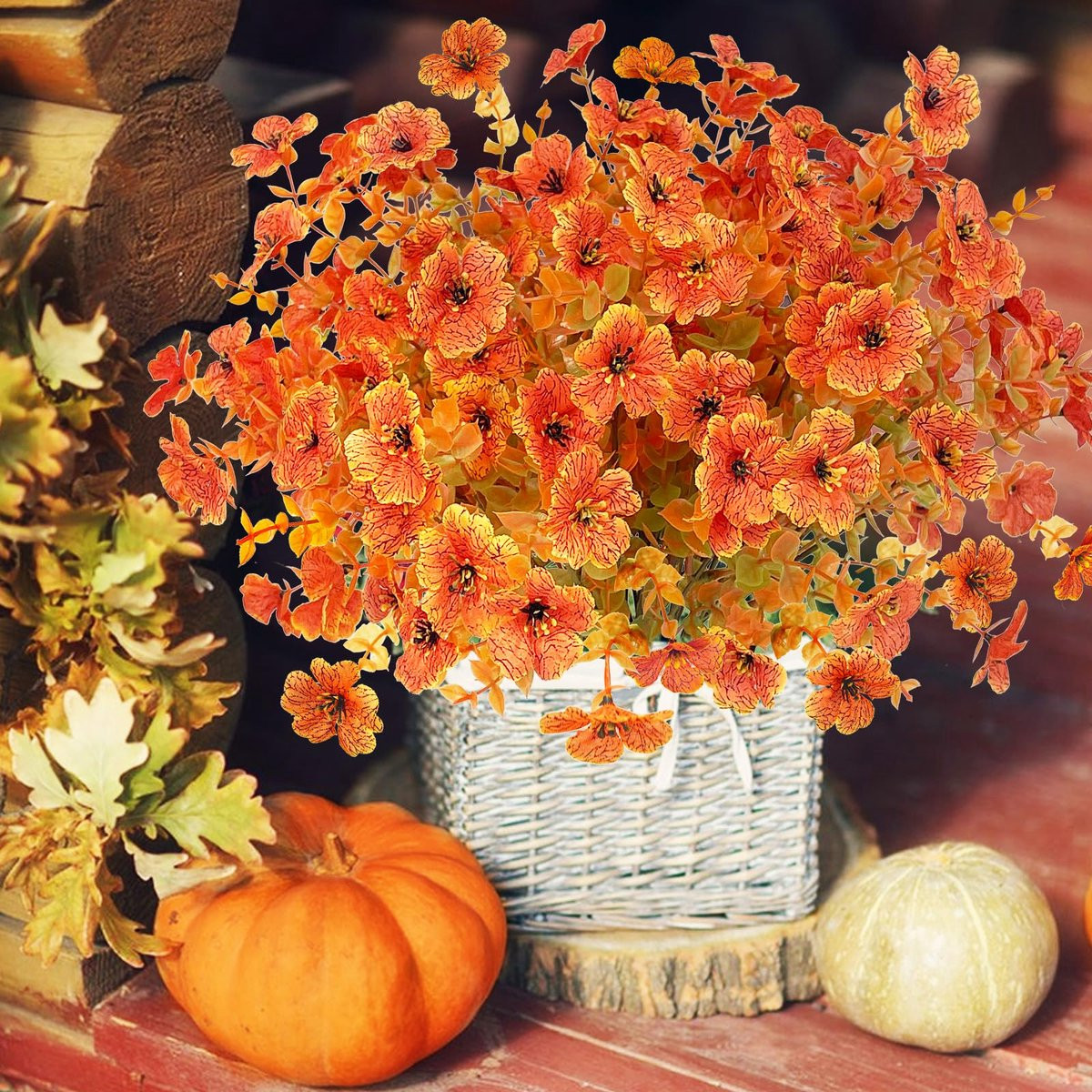 12 Bundels Weerbestendige Kunstbloemen Herfstboeketten van Zijde voor Buitendecoratie