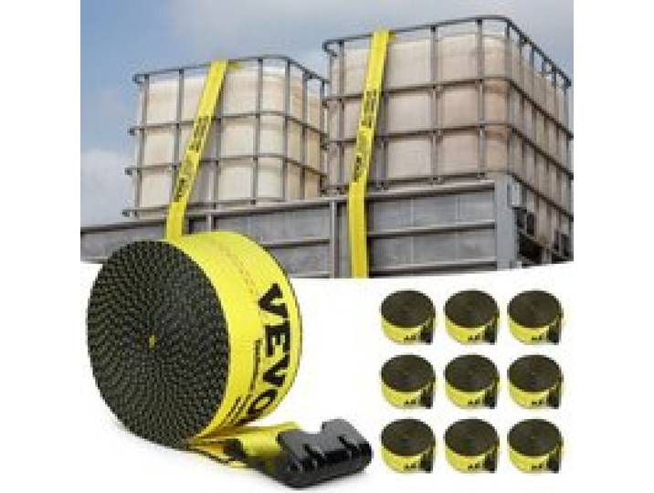 VEVOR Windengurte, 4 x 30', 6000 lbs Tragfähigkeit, 18000 lbs Bruchfestigkeit, LKW-Gurte mit flachem Haken, Ladungskontrolle für Anhänger, Bauernhöfe, Rettungen, Baumschoner, Gelb (10er-Pack)