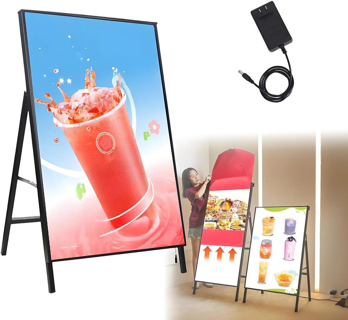 Opvouwbare LED Posterframe Lichtbak Zilver 50 x 70 cm