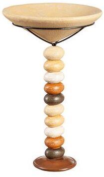 Evergreen 24 in. Stone Resin Pillar Birdbath
