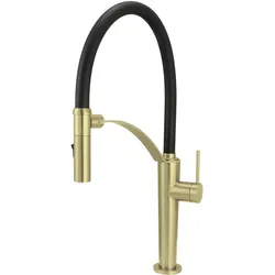 Neuesbad Spültischarmatur mit flexiblem Auslauf, 2-Funktion Brause, Gold gebürstet NB1DEBRCR72M1