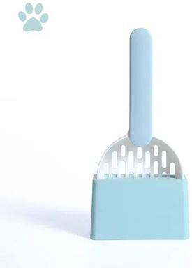 Inspired Finds EasyClean Long Handle Cat Litter Scoop Set With Storage Base white Blue