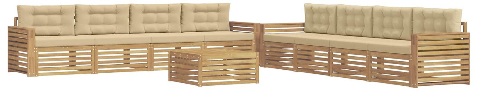 Garnitur aus 9 Outdoor-Sofas, Farbe Beige, Material: Polyester