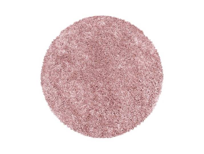 Tapis de salon Shaggy Design Poil Souple Monochrome Rose - 160 cm Ronde