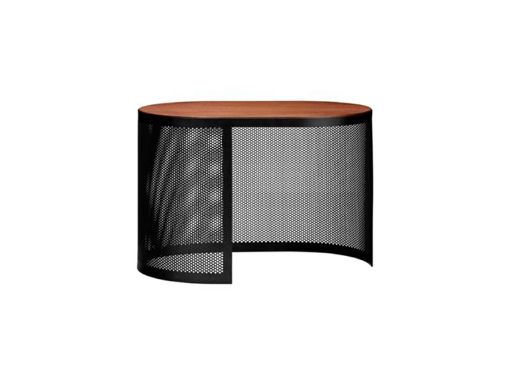 Design Beistell-/ Couchtisch „Pausillus“ mit Nussbaum Tischplatte Schwarz, Nussbaum 55 x 36.5 cm AYTM