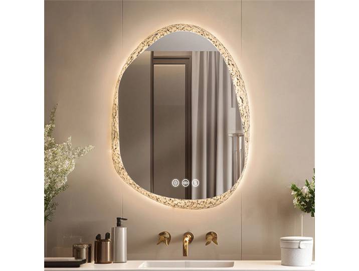 Miroir de salle de bain LED sans cadre LUVODI avec capteurs tactiles, miroir de vanité rétroéclairé mural IP44