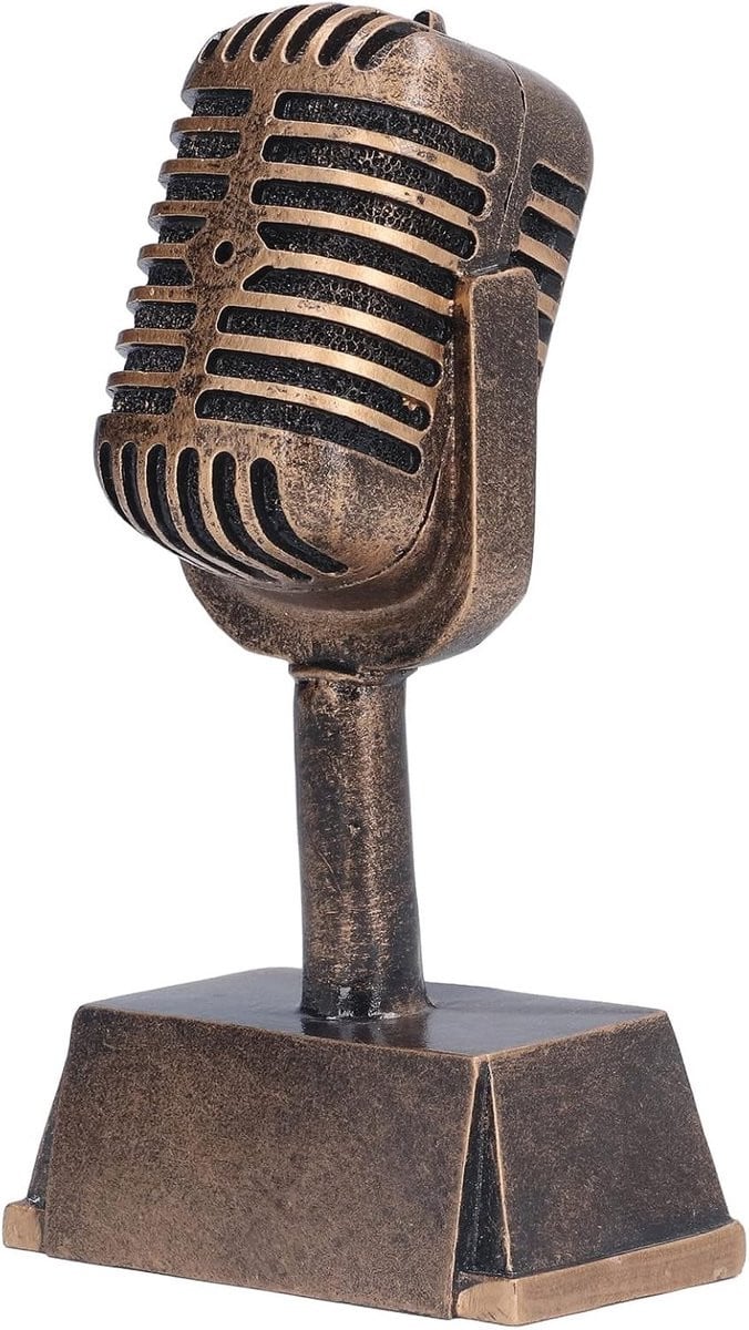 Retro Microfoon Decoratie Model - Resin Vintage Microfoon Trofee voor Tafelversiering en Feestelijke Requisieten
