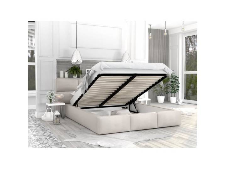 Lit Coffre Denver 140x190 - Sommier inclus Crème