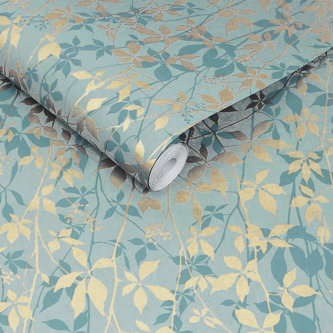 Clarissa Hulse Virginia Creeper Russet & Copper Wallpaper Blue 1,000cm L