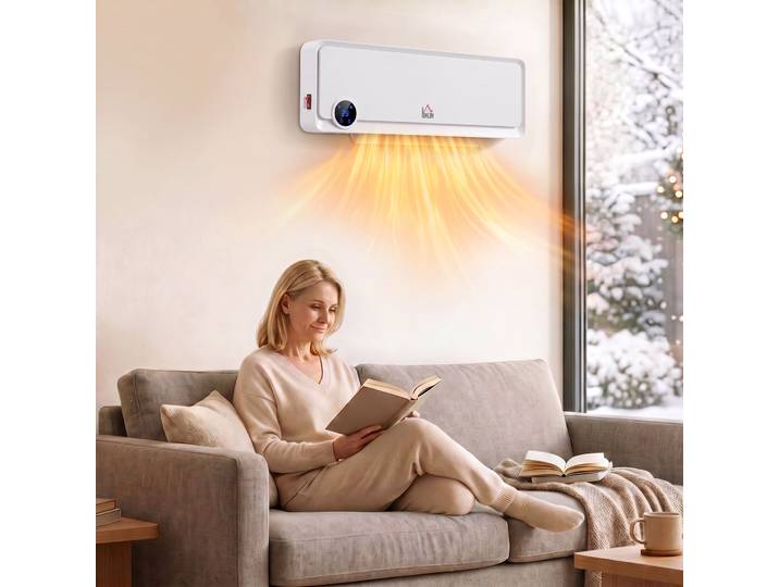 HOMCOM Chauffage Mural 2000W Télécommande LED 3 Modes Minuterie
