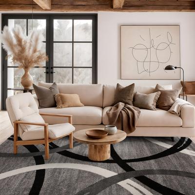 World Rug Gallery Contemporary Abstract Circles Design Area Rug