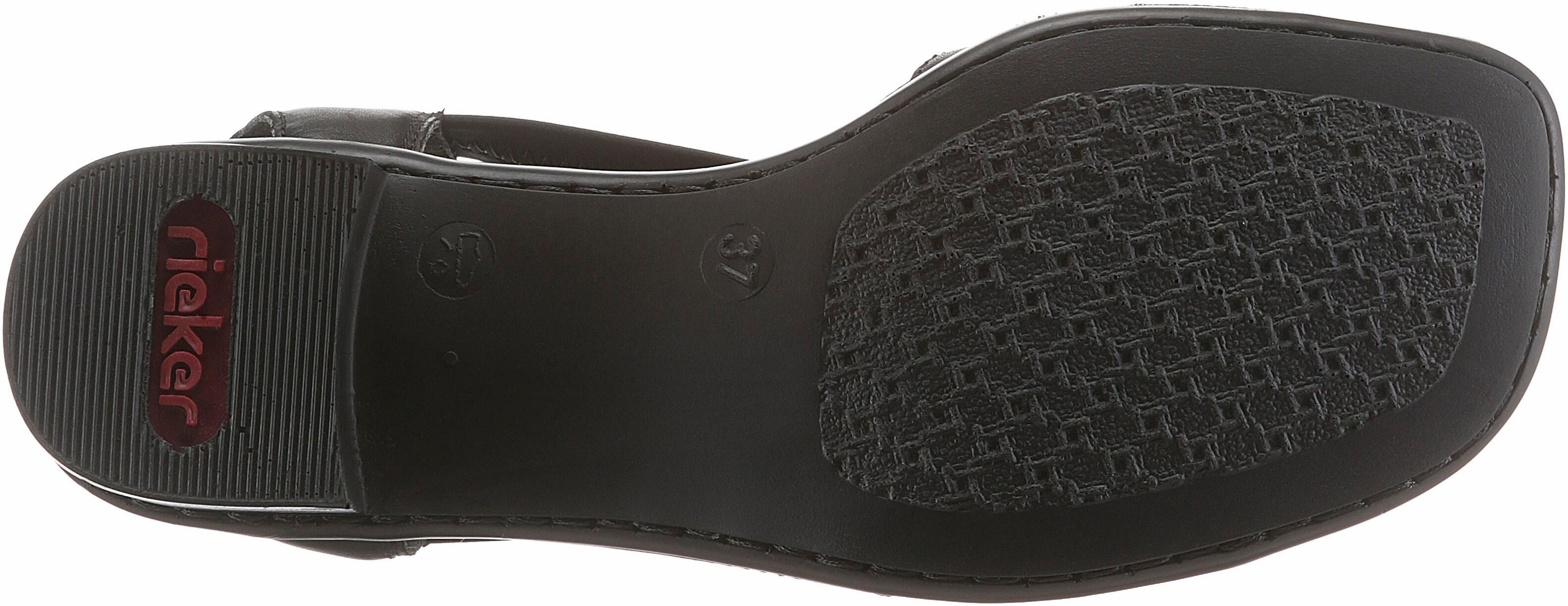 Sandalette RIEKER, Damen, Gr. 37, Synthetik, schwarz, Leder, unifarben, Schuhe Sandalette, Sommerschuh, Sandale, Blockabsatz,mit Gummiband schwarz 37, Synthetik