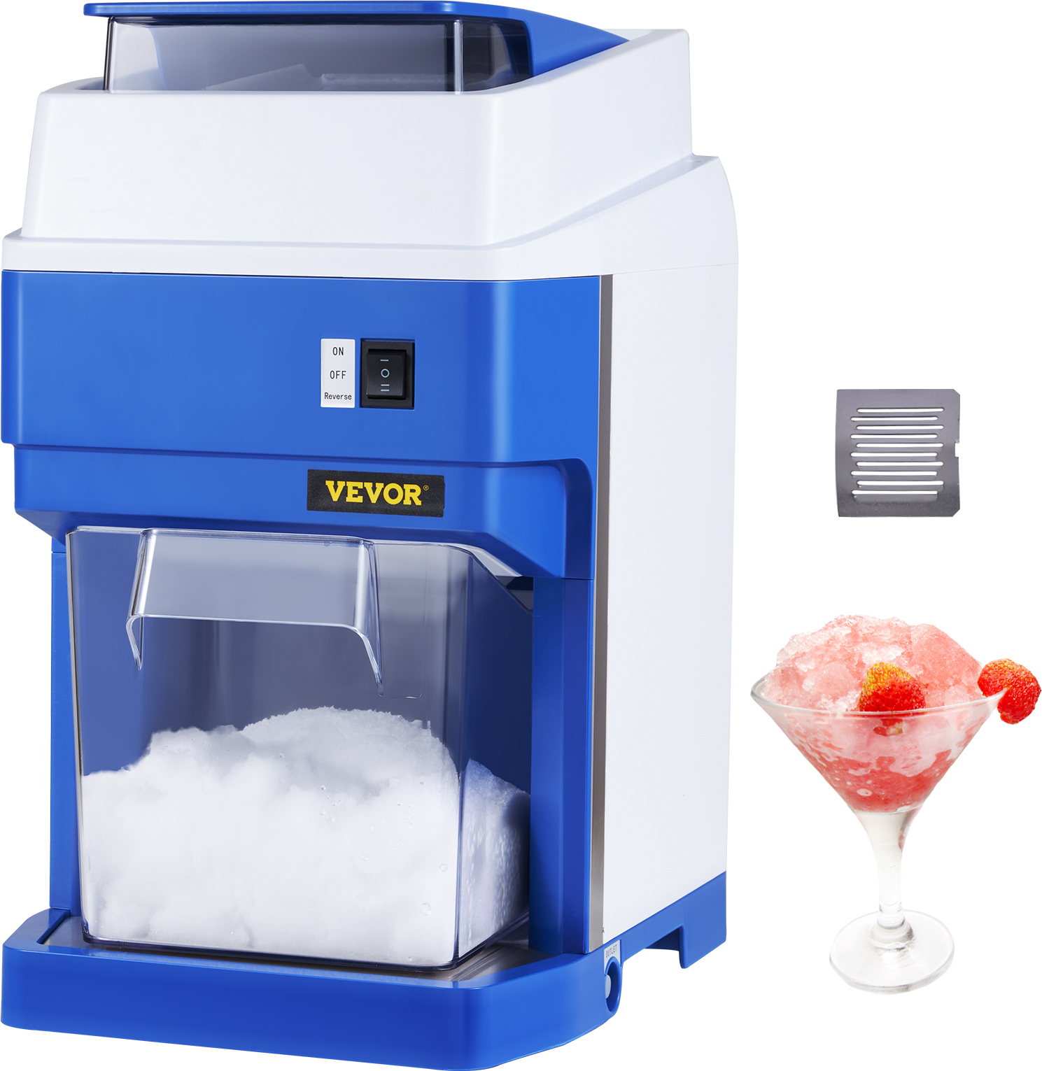 VEVOR Eiszerkleinerungsmaschine Eisrasiermaschine Eisrasierer 120 kg/h, ABS Eiszerkleinerungsrasierer 650 W, 290x390x440 mm Energieeinsparung Hersteller mit Kunststoffschale & 4 Klingen