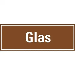 Aufkleber I Hinweisschild Glas, braun/weiß, Folie, selbstklebend, 297x105mm