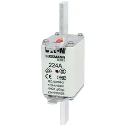 Eaton 224NHG02B Sicherungseinsatz, Niederspannung, 224 A, AC 500 V, 120 kA, NH02, gL/gG, IEC, Doppelkennmelder, spannungsführende Grifflasche  - 3 Stück