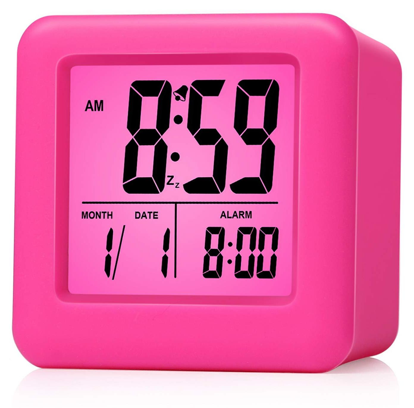 Dripio Digitale kinderwekker met snooze-functie en nachtlampje, roze