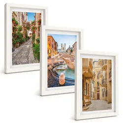 BILDER SET 3er Set - 20x30 cm Weißer Rahmen - Die bezaubernden Straßen des Brunnens